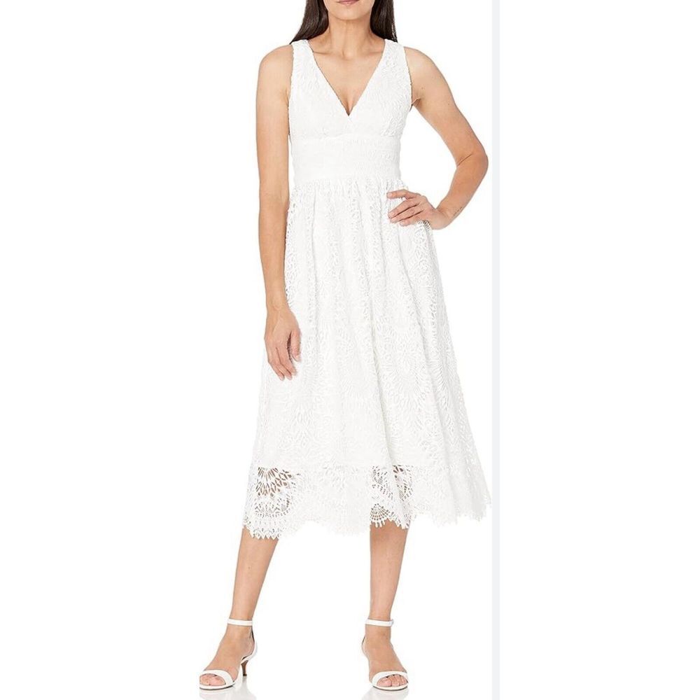 Shoshanna White Lace Midi Dress